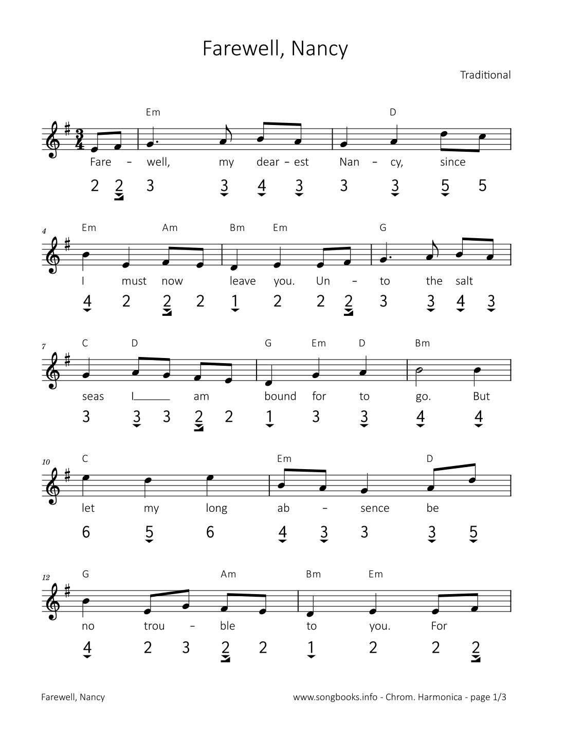 Farewell, Nancy (arr. songbooks.info)