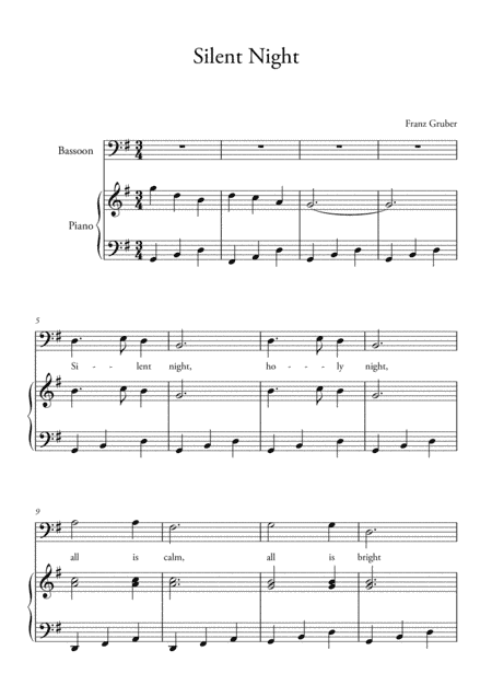 Silent Night for Piano and Bassoon – easy