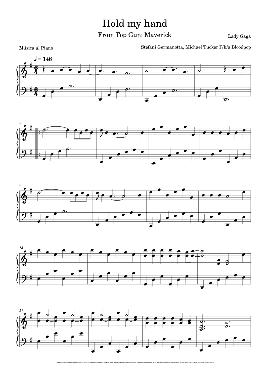Hold My Hand (arr. Música al Piano)