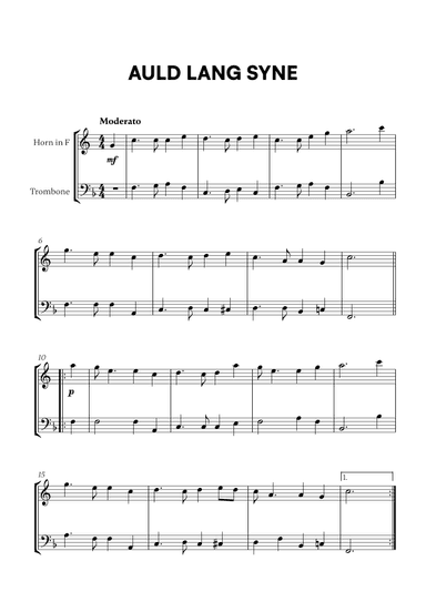 Auld Lang Syne (for French Horn and Trombone) (arr. Cadenza Editions)