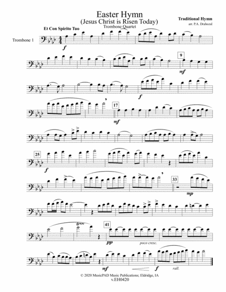 Easter Hymn Jesus Christ is Risen Today (Trombone Quartet) (arr. Peter A. Drahozal)