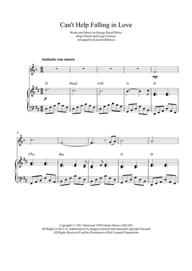 Can't Help Falling In Love (arr. Kaiserin Rebecca)