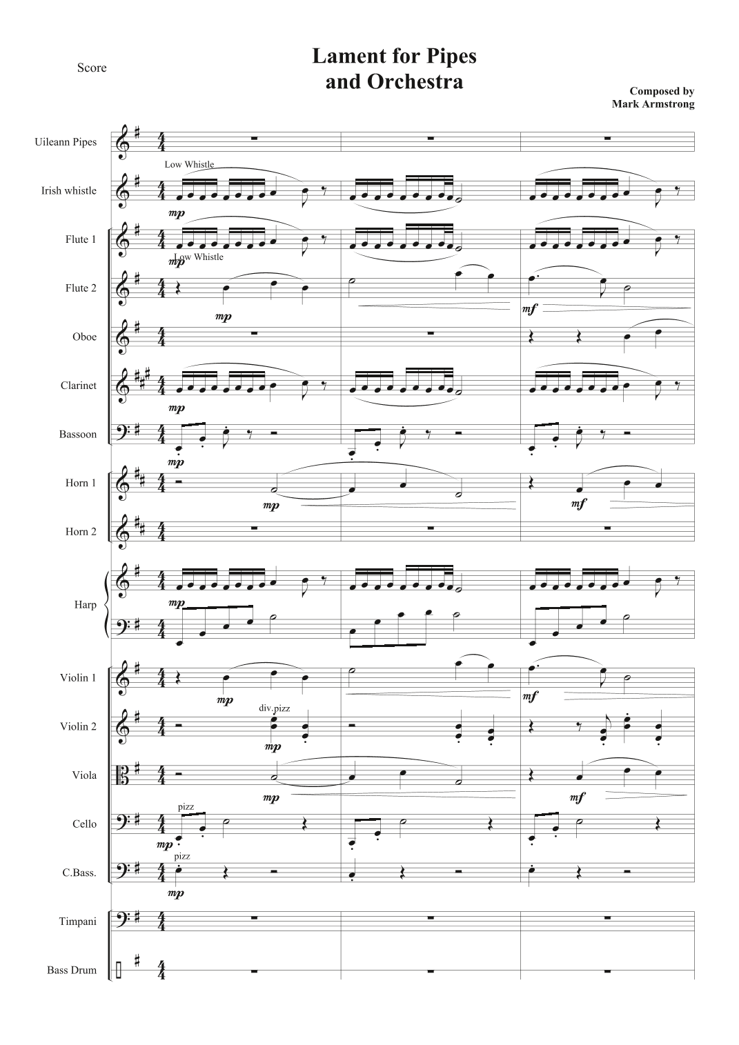 Lament for Pipes (Uileann Pipes and small orchestra)