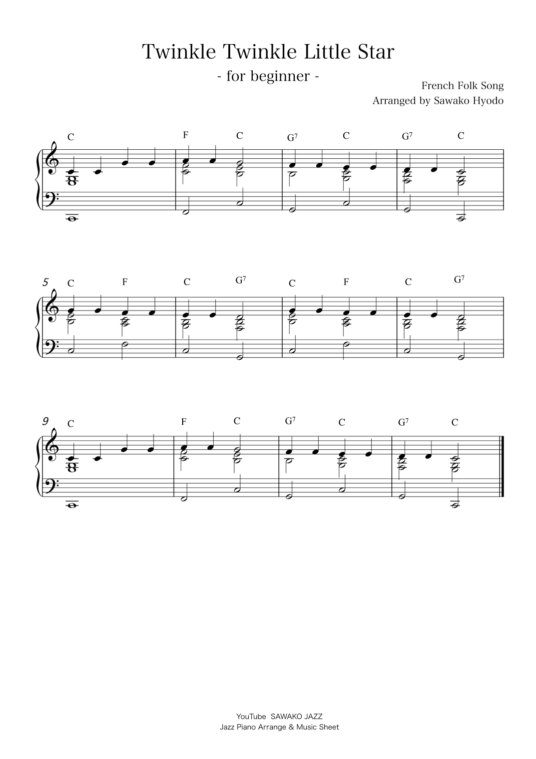Twinkle twinkle little star(jazz piano for beginner) (arr. Sawako Hyodo)