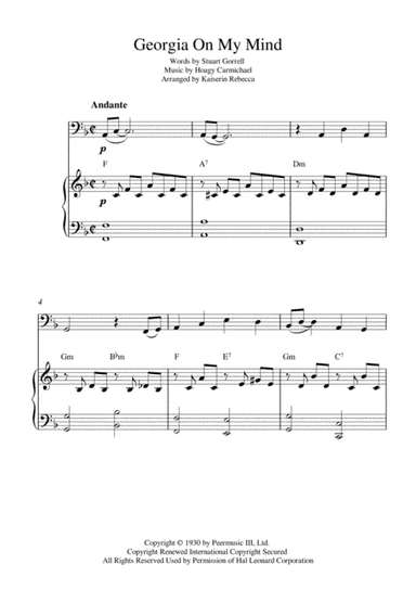 Georgia On My Mind (arr. Kaiserin Rebecca)