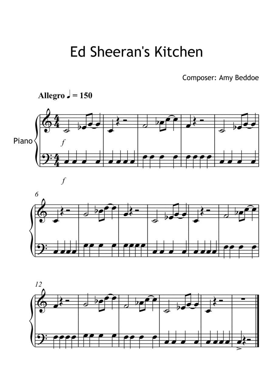 Ed Sheeran's Kitchen - Easy Piano