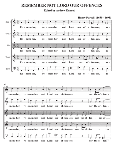Remember Not Lord Our Offences A Cappella (arr. Edited by Andrew Emmet)