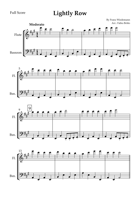 Lightly Row for Flute & Bassoon Duo (arr. Fabio Britto)