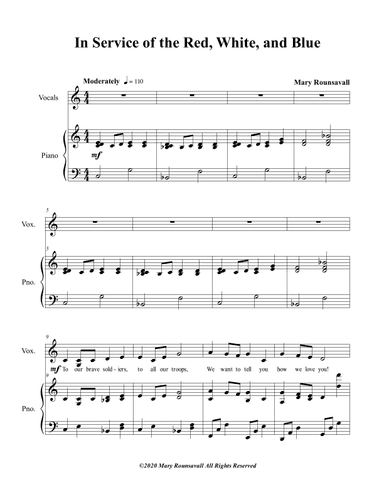 In Service of the Red, White, and Blue (Unison with Piano Accompaniment)