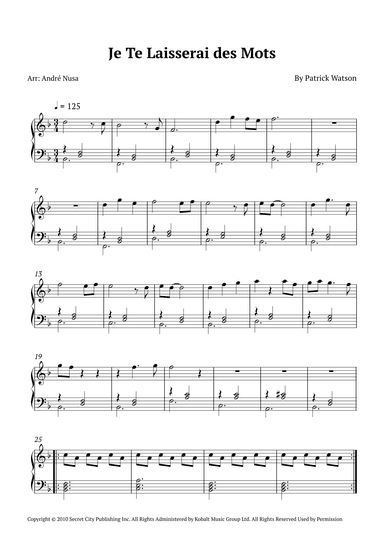 Je Te Laisserai Des Mots (arr. André Nusa)