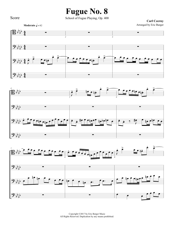 Fugue No. 8 for Trombone or Low Brass Quartet (arr. Eric Burger Music)