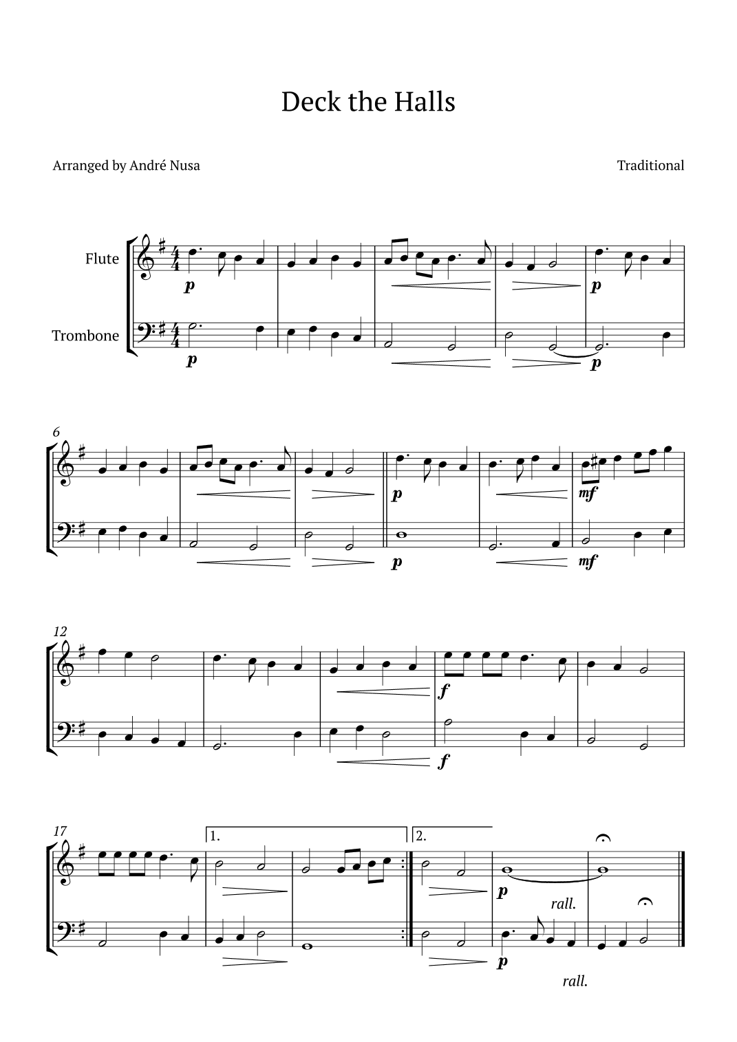 Deck the Halls (arr. André Nusa)