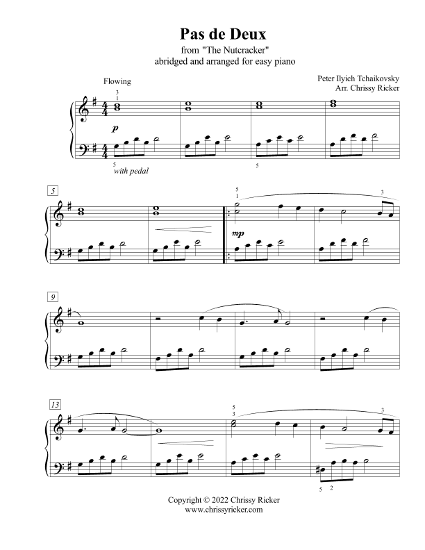 Pas de Deux (from "The Nutcracker") - easy piano (arr. Chrissy Ricker)