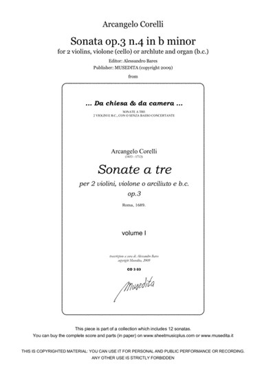 Corelli, Sonata op.3 n.4 in b minor (arr. Alessandro Bares)