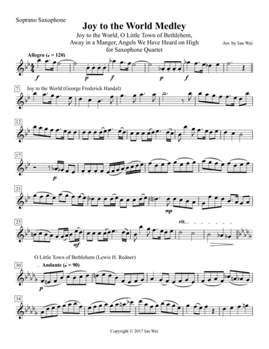 Joy to the World Medley for Saxophone Quartet (arr. Ian Wei)