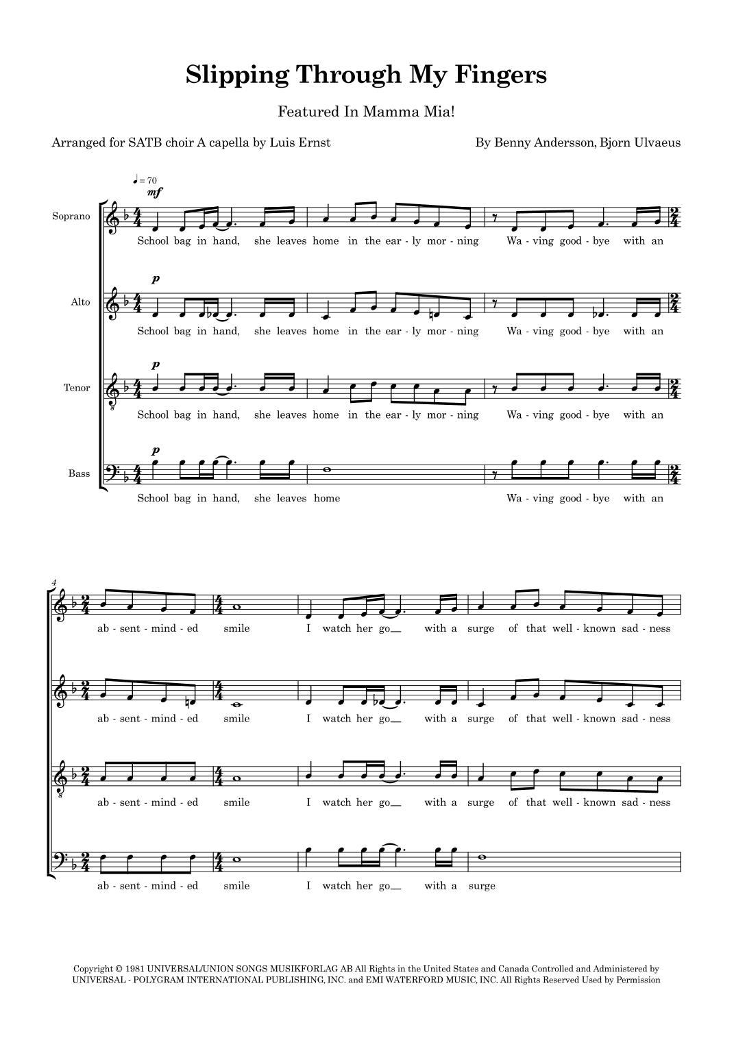 Slipping Through My Fingers (arr. Luis Ernst)