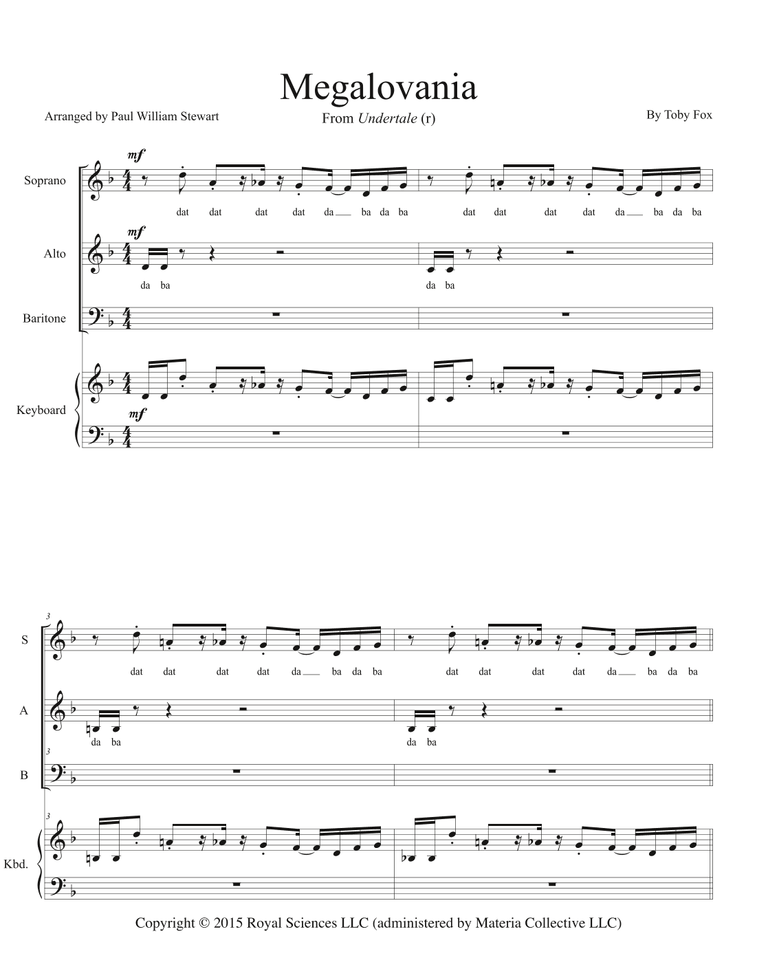 Megalovania (arr. Paul William Stewart)