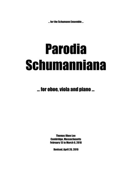 Parodia Schumanniana (2018) for oboe, viola and piano