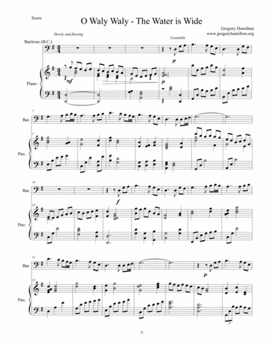 O Waly Waly - The Water is Wide for Baritone (B.C.) and Piano