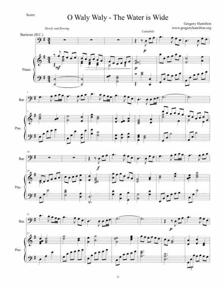 O Waly Waly - The Water is Wide for Baritone (B.C.) and Piano