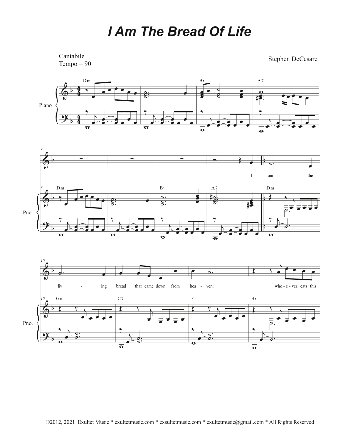 I Am The Bread Of Life (Unison Choir)