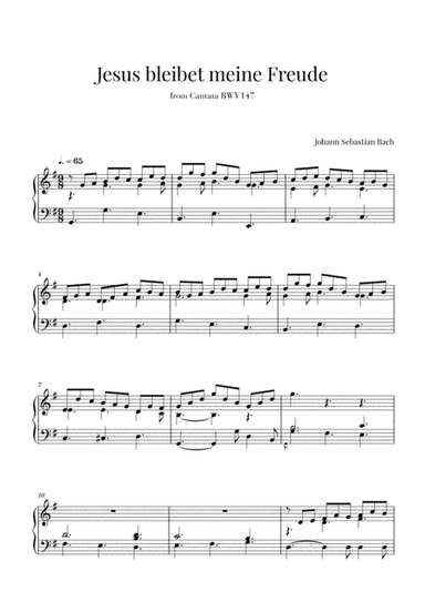 Bach - Jesus bleibet meine Freude for Piano Solo (arr. Cadenza Editions)