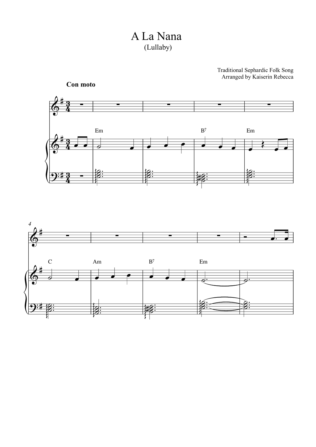 A La Nana (Lullaby) (arr. Kaiserin Rebecca)