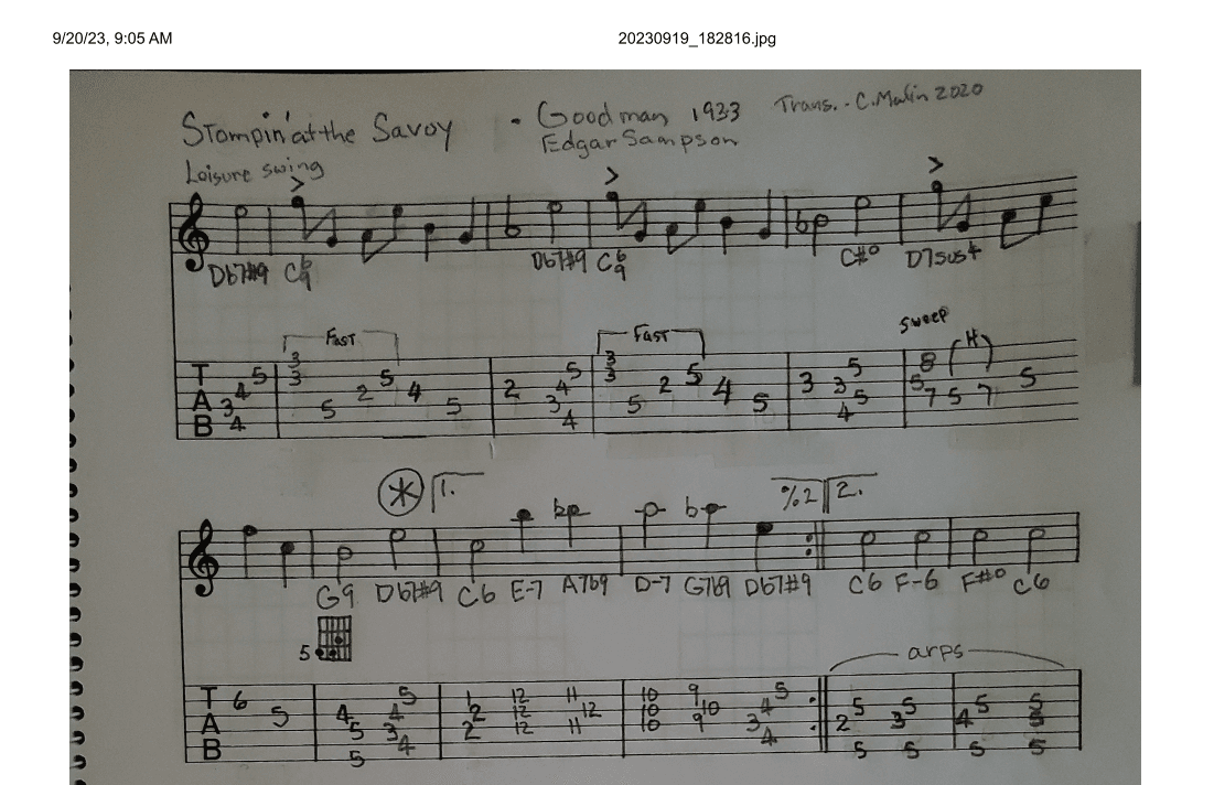 Stompin' At The Savoy             "instrumental" (arr. Christopher J. Malin)
