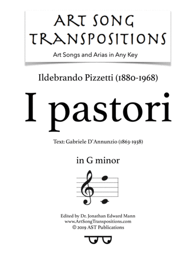 PIZZETTI: I pastori (transposed to G minor) (arr. ArtSongTranspositions.com)