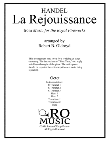 La Rejouissance from Royal Fireworks for Brass Octet (arr. Robert B. Oldroyd)