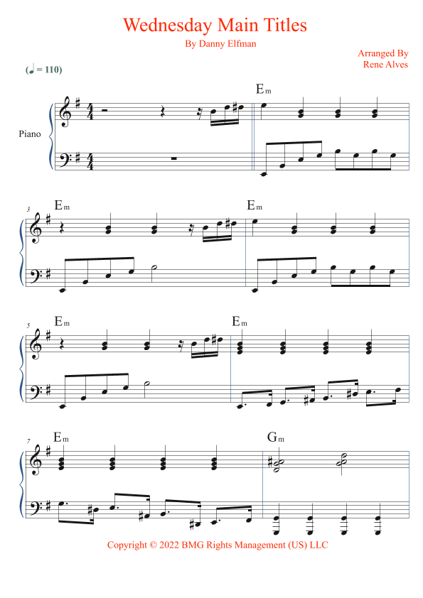 Wednesday Main Titles (arr. Rene Alves)