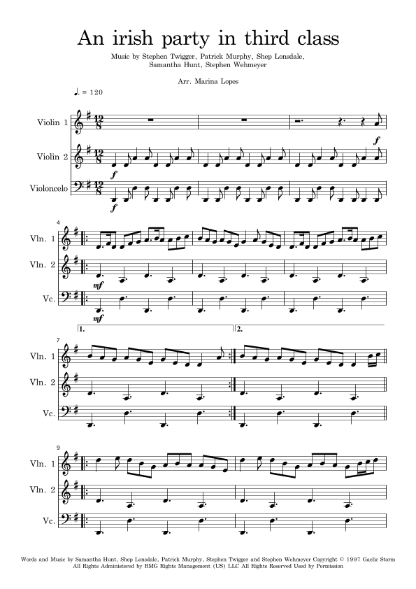 An Irish Party In Third Class (arr. Marina Lopes)
