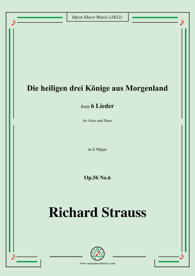 Richard Strauss-Die heiligen drei Könige aus Morgenland,in E Major (arr. OSM Press)