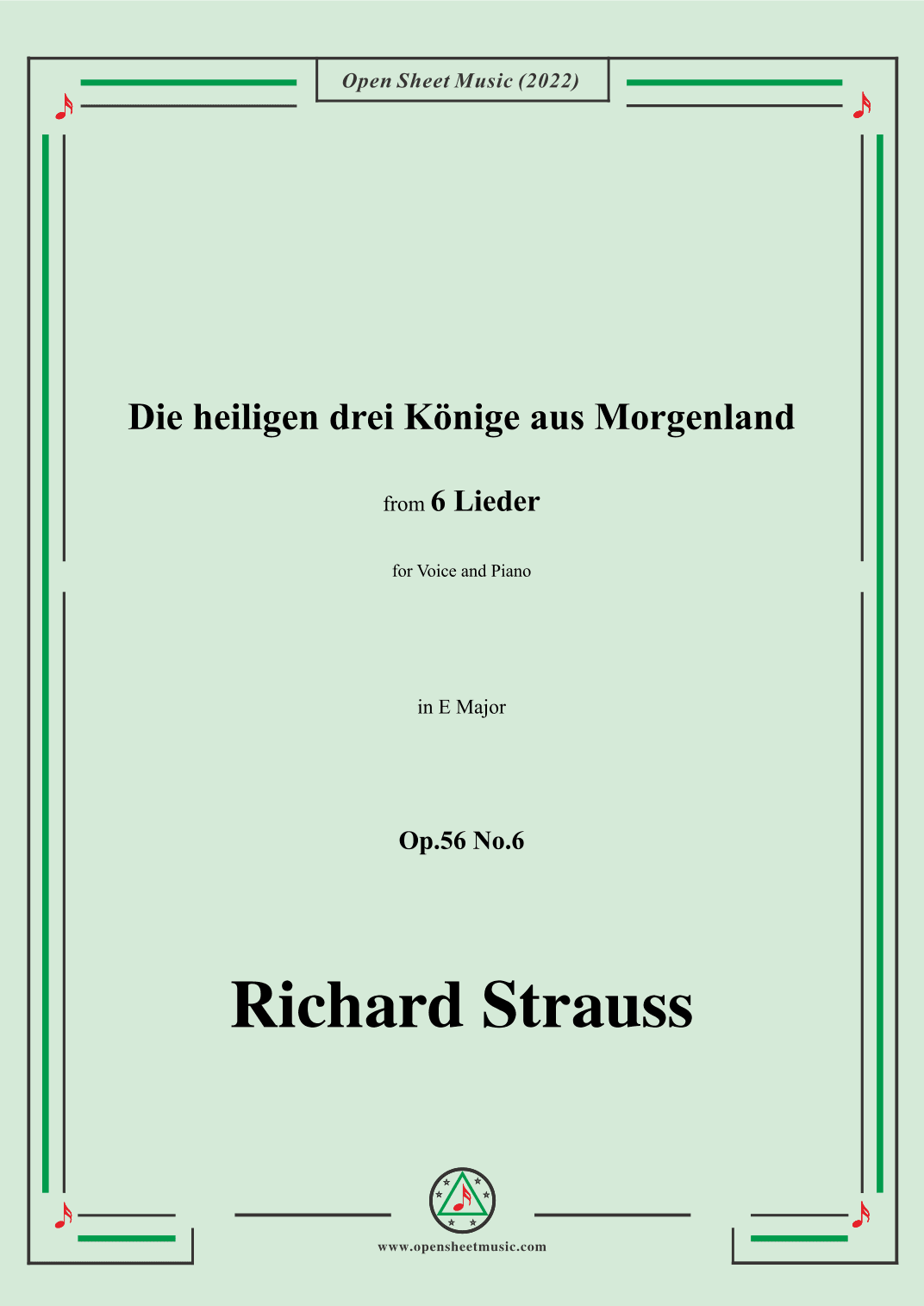 Richard Strauss-Die heiligen drei Könige aus Morgenland,in E Major (arr. OSM Press)