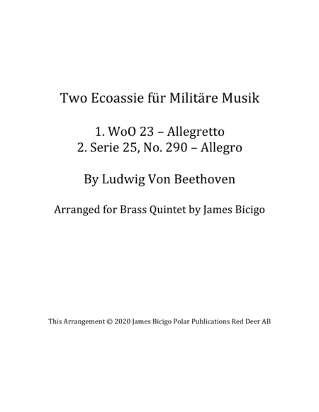 Two Ecoaisse für Militärs Musik (Brass Quintet) (arr. James Bicigo)