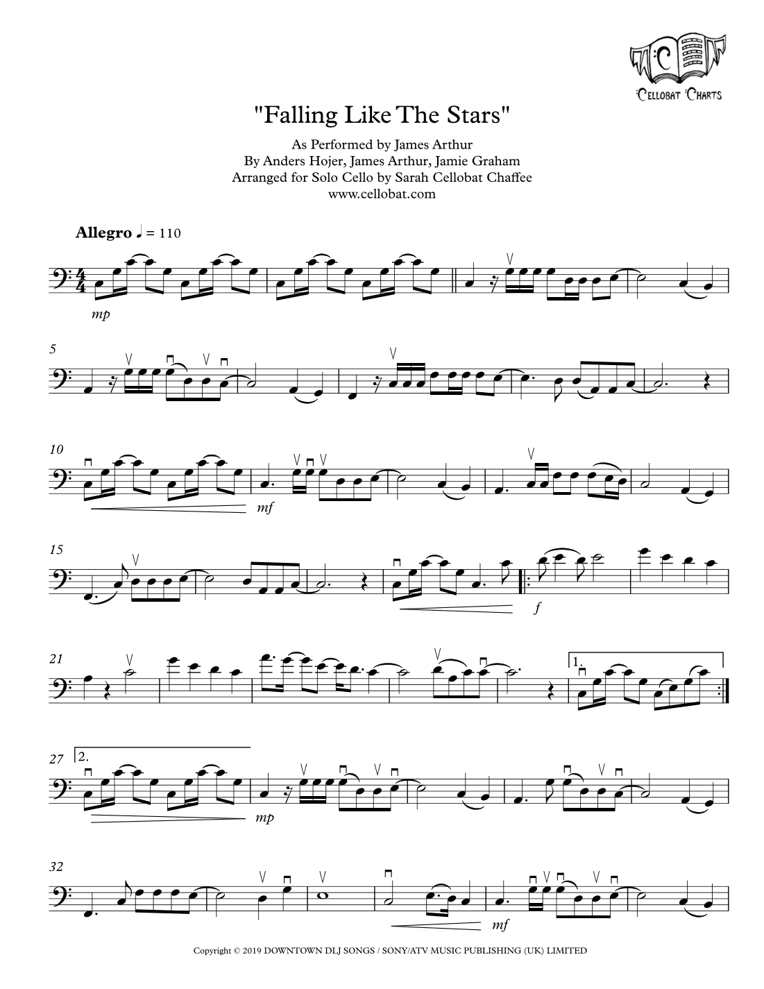 Falling Like The Stars (arr. Sarah Cellobat Chaffee)