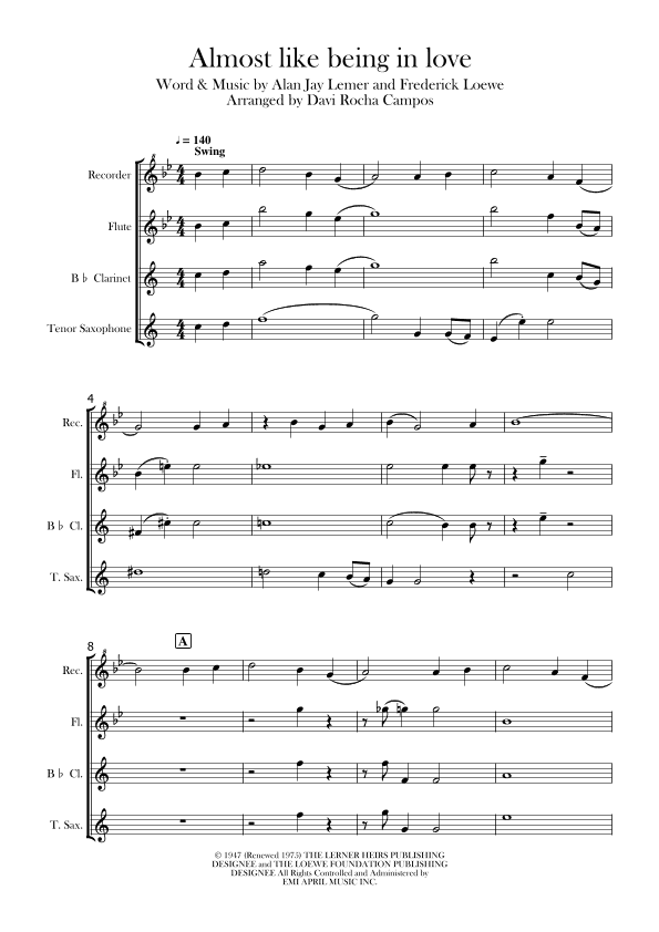 Almost Like Being In Love (arr. Davi Rocha Campos)