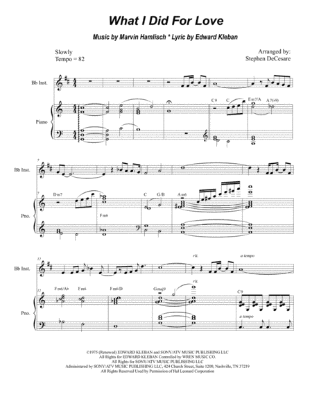 What I Did For Love (arr. Stephen DeCesare)