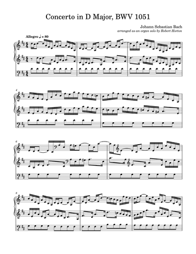Concerto no.6 in D Major, BWV 1051 (arr. Robert Carl Horton)