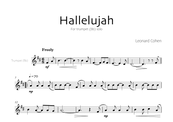 Hallelujah (arr. Robin Hood Editions)