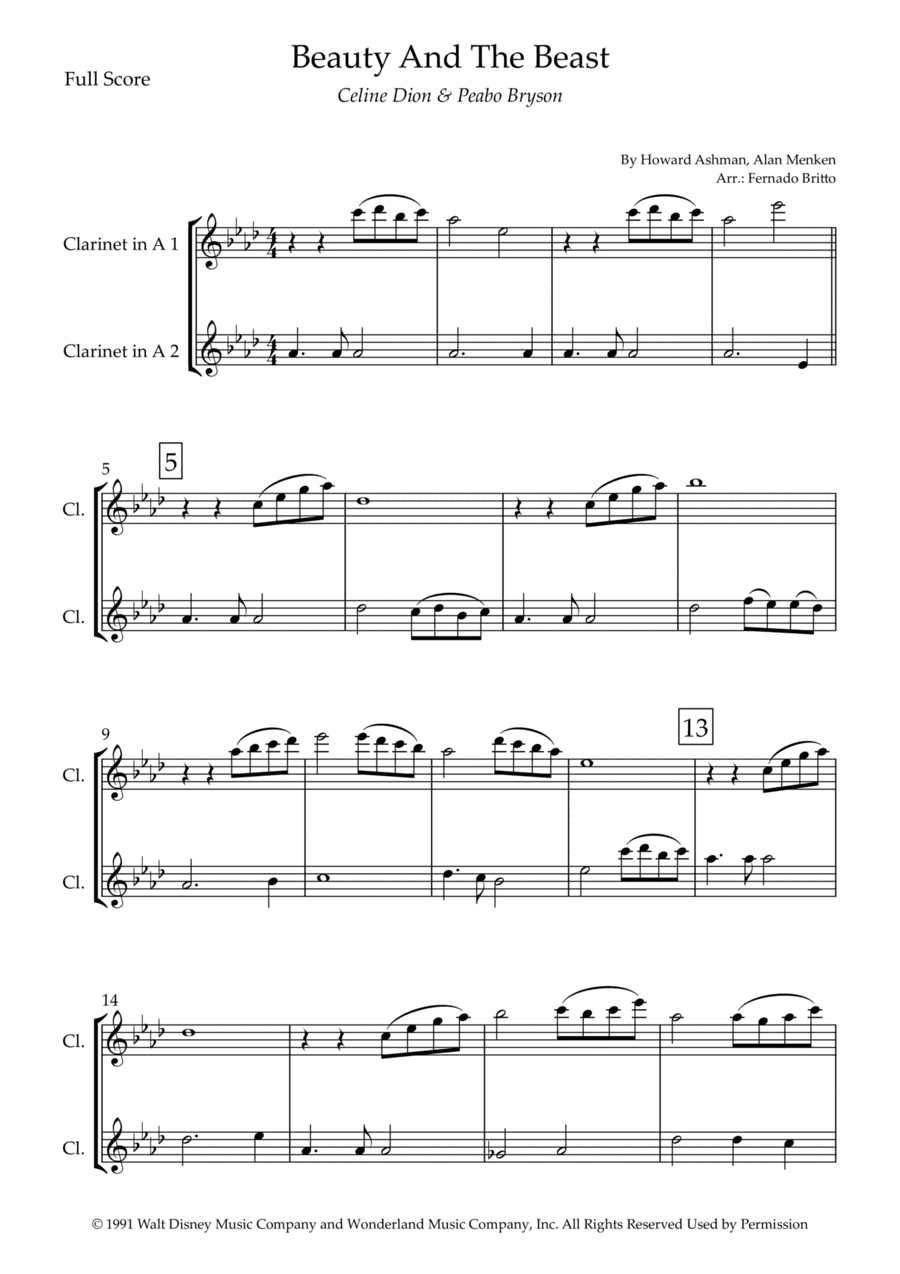 Beauty And The Beast (arr. Fernando Britto)