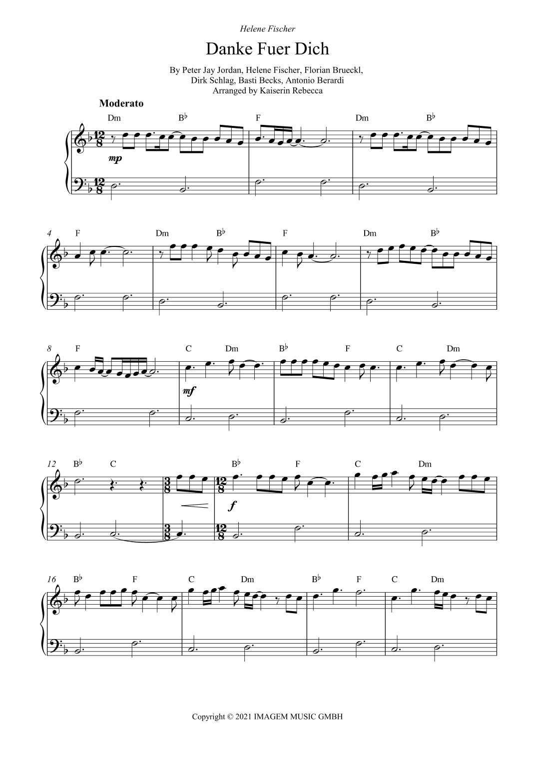Danke Fuer Dich (arr. Kaiserin Rebecca)