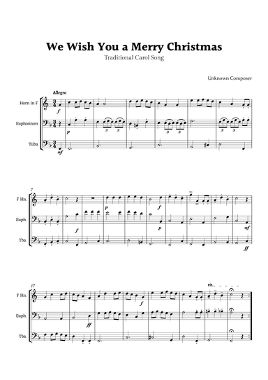 We Wish you a Merry Christmas for Brass Ensemble Trio (arr. Rika K.)
