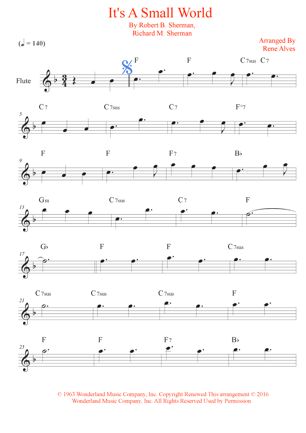 It's A Small World (arr. Rene Alves)