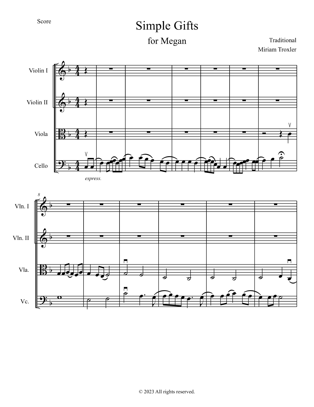 Simple Gifts (arr. Miriam Troxler)