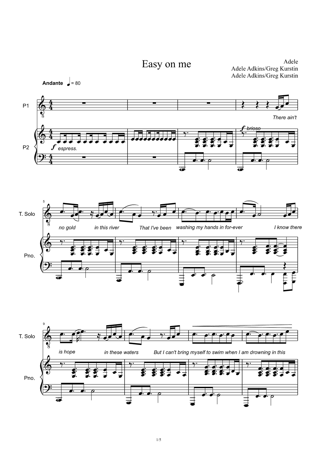 Easy On Me (arr. Adele Adkins)