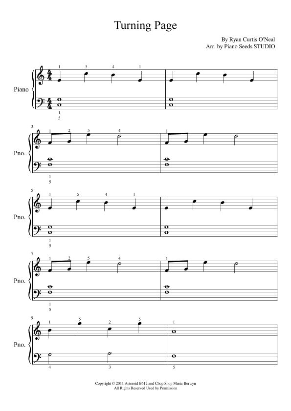 Turning Page (arr. Piano Seeds STUDIO)
