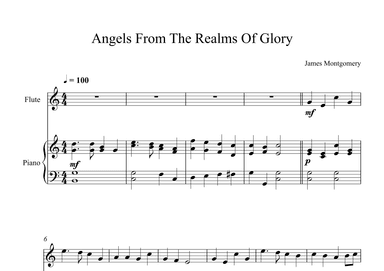 Angels From The Realms Of Glory - James Montgomery (Flute + Piano) (arr. Digital Book Music)