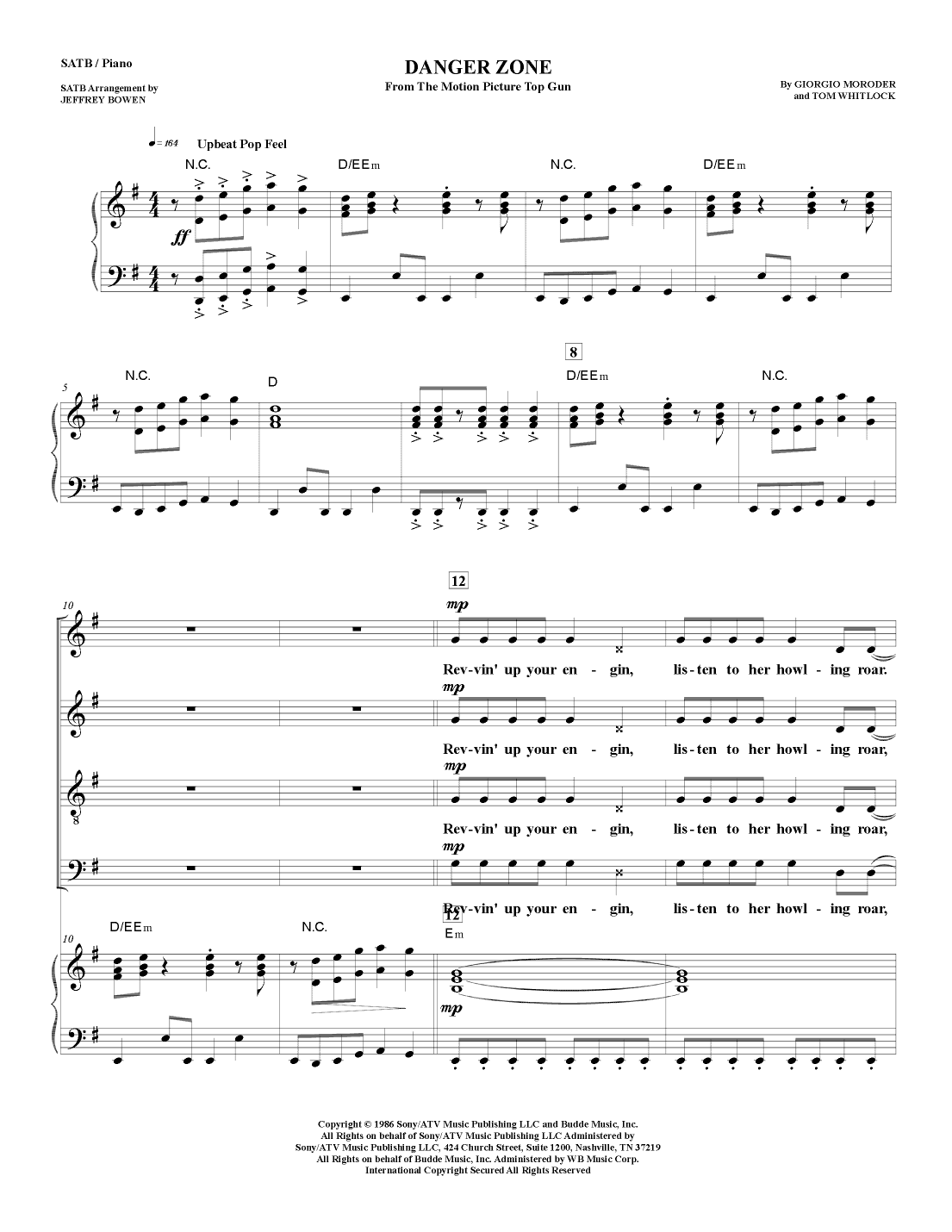 Danger Zone (arr. Jeffrey Bowen)