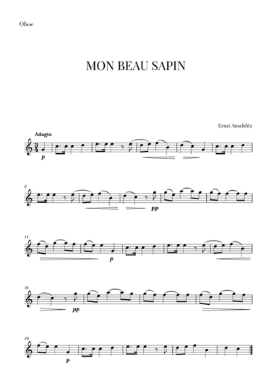 Mon Beau Sapin for Oboe (arr. Cadenza Editions)